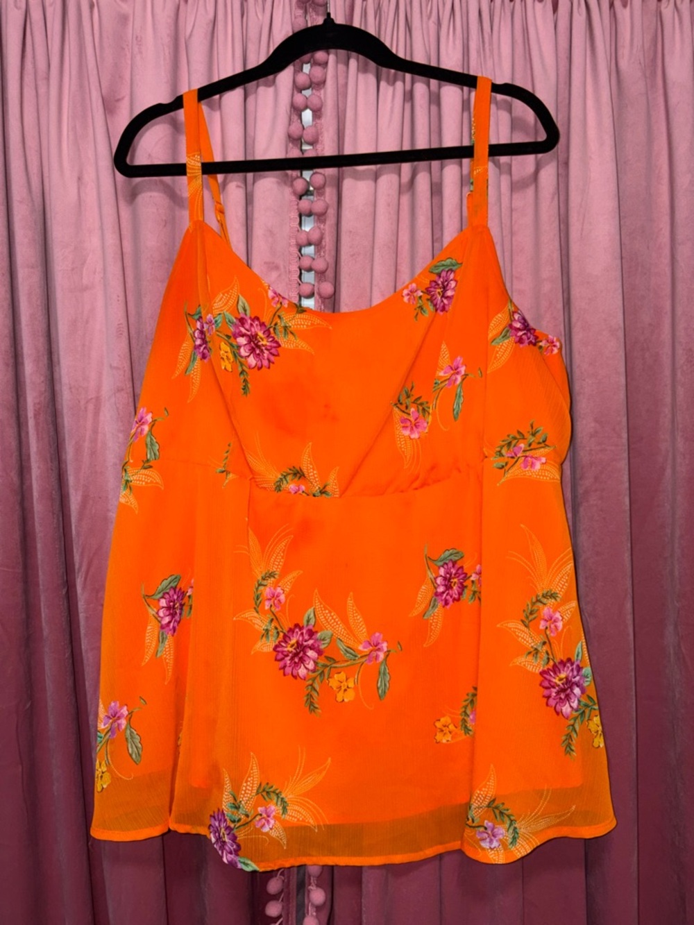 torrid Bright Orange Floral Spaghetti-Strap Camisole